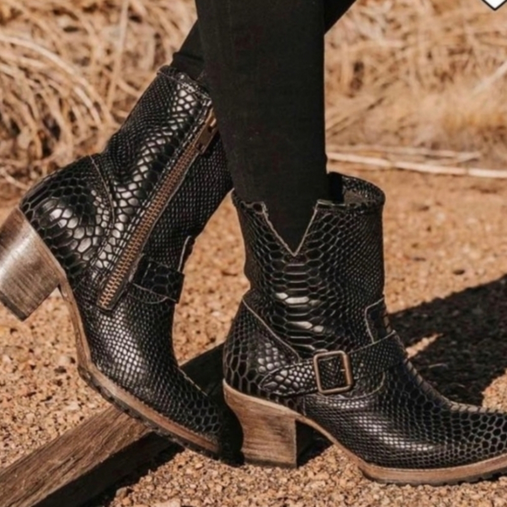 Freebird Carlito Ankle Boots In Black Snake